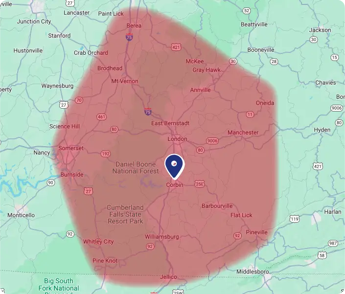 Kentucky Climate Control Service Area Map